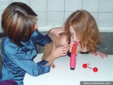 Teen lesbians using dildo and toys