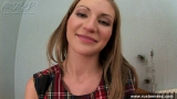Teen blonde poses showing shaved pussy