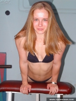 Russian teen blonde undresses in the gym