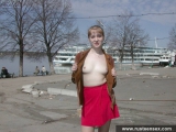 Russian teen outdoor upskirt posing without panties