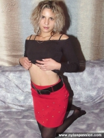Stockings teen blonde does sexy posing