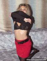 Stockings teen blonde does sexy posing