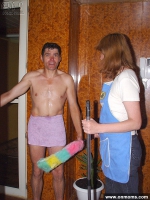 Mature maid fucked in the bathroom