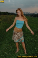 Pissing on a suburban meadow