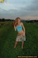 Pissing on a suburban meadow