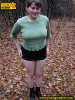 Pissing outdoor on dried leaves on a ground