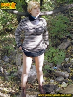 Pissing teen walks and pisses outdoor