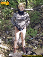 Pissing teen walks and pisses outdoor