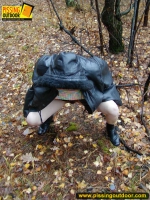 Outdoor pissing in a cold autumn day