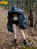 Outdoor pissing in a cold autumn day