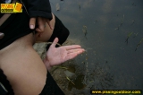 Teen brunette lesbians outdoor watersports pissing