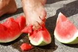 Mature feet and watermelon