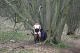 Out in the woods.