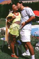 Slim brunette getting fucked after a game of tennis