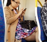 Candid Street Pantyhose -Tights #015 - Asian on the Train