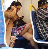 Candid Street Pantyhose -Tights #015 - Asian on the Train