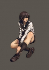 0177 -Cartoon SchoolGirls Art Graphics- School uniform -02-