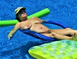 Pig in pool