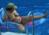 Pig in pool