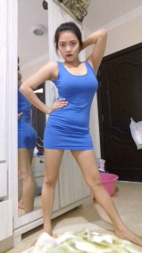 Sheraine Pornstar Looking Hot Blue Short Dress