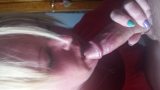 Blonde slut deapthroats cock