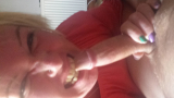 Blonde slut deapthroats cock
