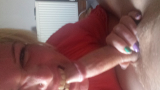 Blonde slut deapthroats cock