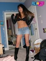 Leggy girlfriend in black