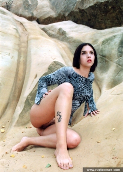 Russian teen outdoor naked posing on the cliff - N