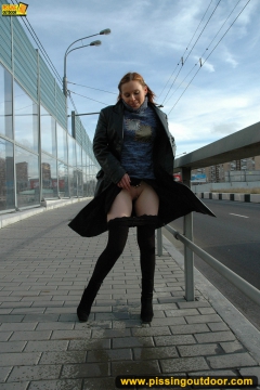 Teen blonde street pissing - N