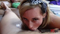 Two girls tag team a cock - N