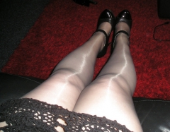 More of my girlfriend wearing black tights pantyhose - N