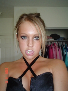 Sexy Cute Blonde Teen In Black Kneesocks - N