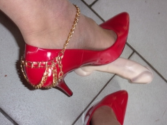 Rubbing cock with my heels on - N