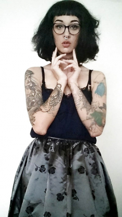 Tattooed hipster teen strips down - she wants cum on her bum - N