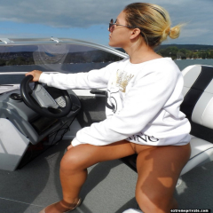 Mature nudist mothers on their boat - N