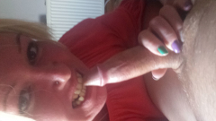 Blonde slut deapthroats cock - N