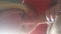 Blonde slut deapthroats cock - N