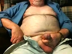 Hairy Grandpa Bear Strokes His Big Cock