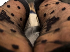 Busty Brunette Foot Fetish And Footjob In Nylons