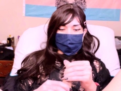 Shemale tranny enjoying solo masturbation