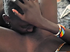 Black Lesbian Buries Her Tongue In Pussy