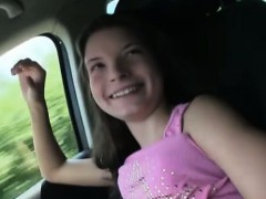 Puffy nippled hitchhiker teen Anita B banged in the public