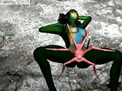 Green 3D babe gets fucked hard by an alien spider