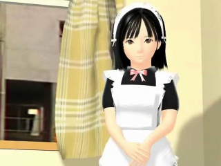 3D hentai maid licking a hard penis