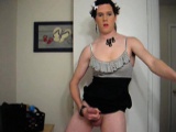 Teen crossdresser toying