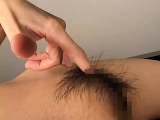 Asian chick pushes out her cunt and then does it naked show