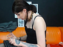 Tattooed Shemale Jerking Her Dick