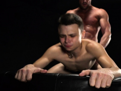 Little boy slave fucked bareback by master's huge daddy dick