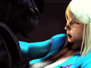 Samus Aran x Xenomorph on spaceship